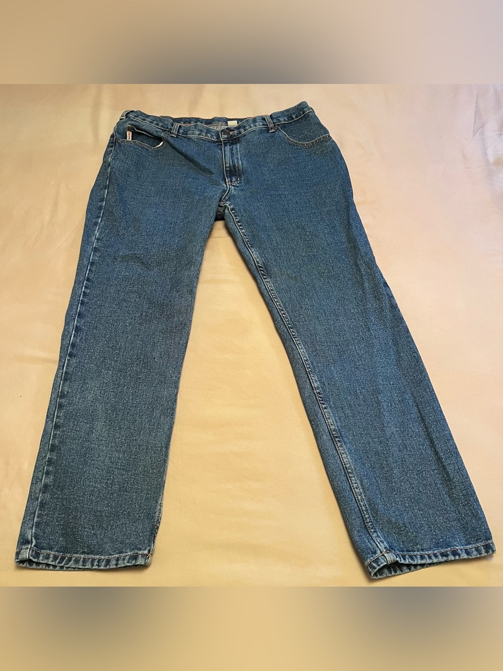 Work King Men's Faded Straight Fit Denim Jeans in Blue
